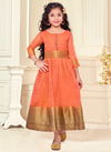 Orange Colour Kids Wear Vol 2 RAHUL NX New Latest Organza Silk Kids Wear Gown Collection 1003